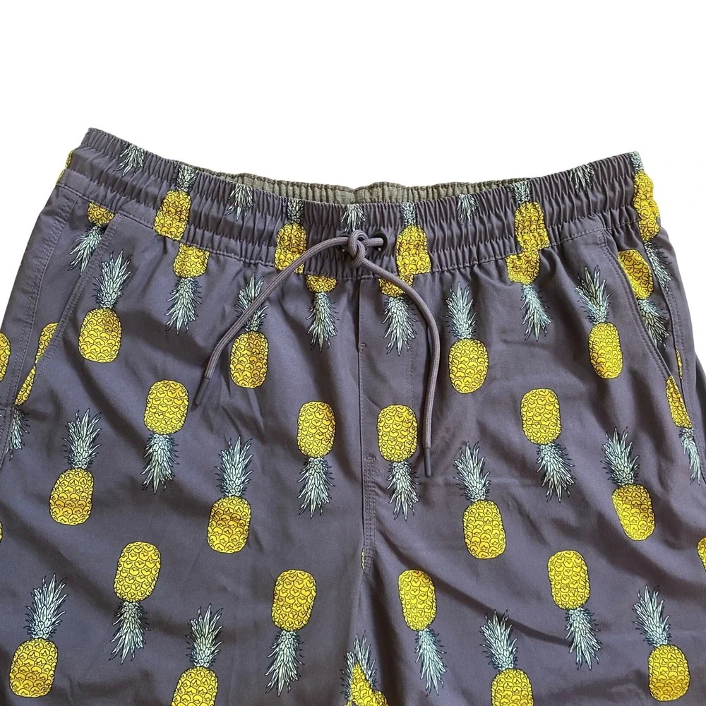 Hurley Men's L Pineapple Volley Elastic Waist‎ Blue Swim Trunks Board Shorts EUC - Picture 3 of 10